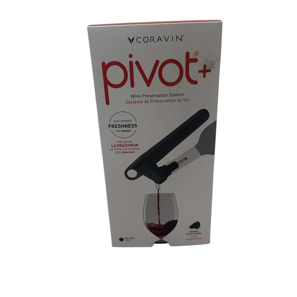 Coravin Pivot+ Wine Preservation System Black 112313 with Aerator and Capsules